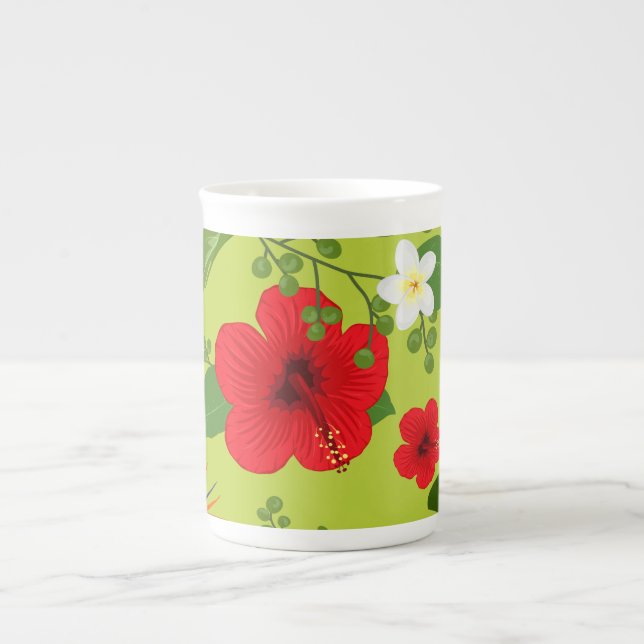 Tropical Flowers Background 6 Bone China Mug (Front)