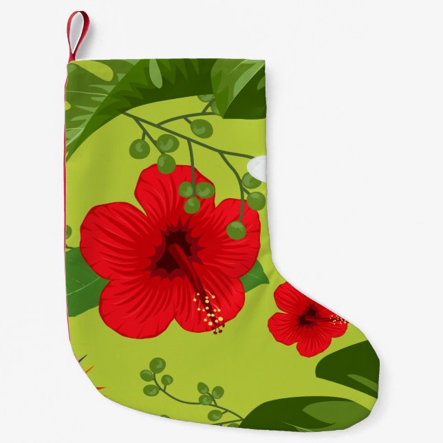Tropical Flowers Background 6 Small Christmas Stocking (Front)