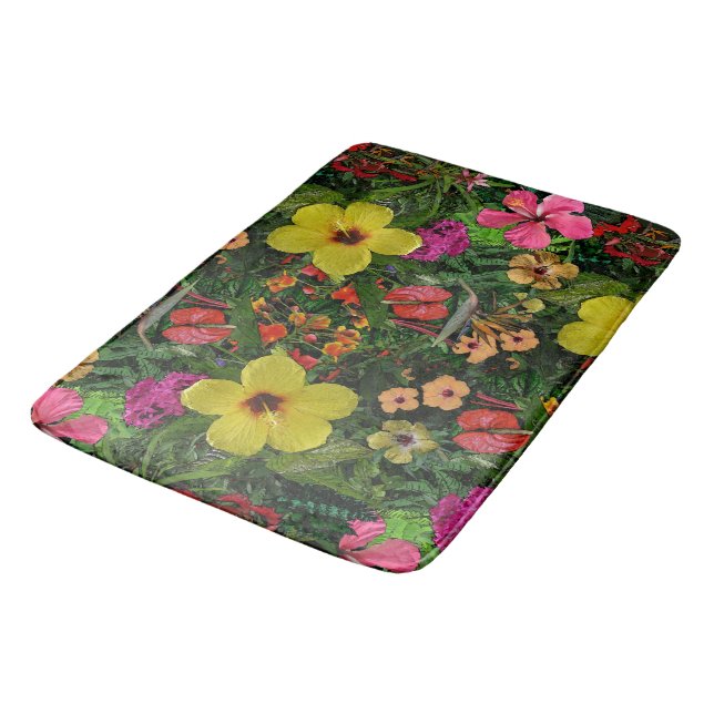 Tropical Flowers Bath Mat (Angled)