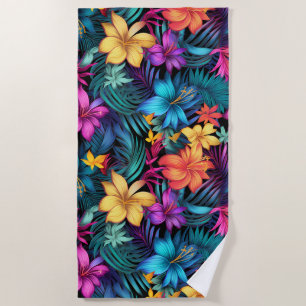 Tropical Flowers Beach Towel
