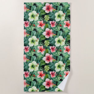 Tropical Flowers Beach Towel