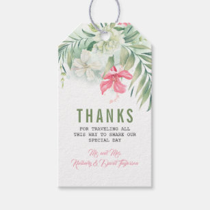Tropical Flowers Beach Wedding Gift Tags