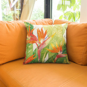 Tropical Flowers Bird of Paradise Cushion