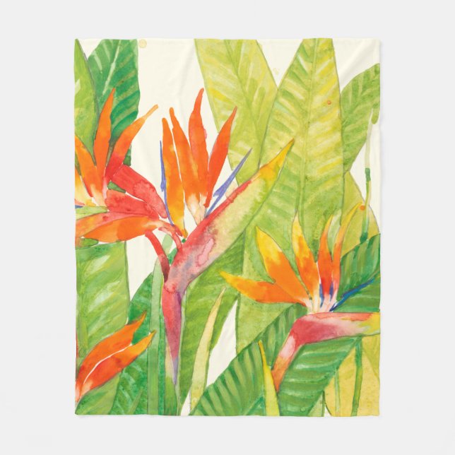 Tropical Flowers | Bird of Paradise Fleece Blanket (Front)