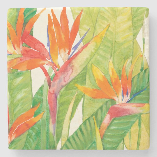 Tropical Flowers | Bird of Paradise Stone Coaster (Front)