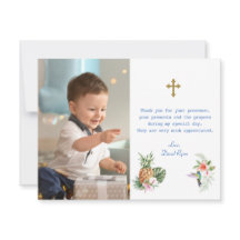 Tropical Flowers Bird Photo Boy Cross Baptism