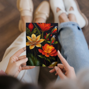 Tropical Flowers & Birds   Modern Haeckel  Card