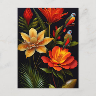 Tropical Flowers & Birds   Modern Haeckel  Postcard