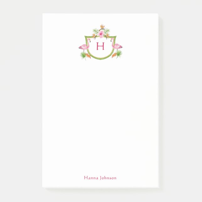 Tropical flowers & birds monogrammed Notepad (Front)