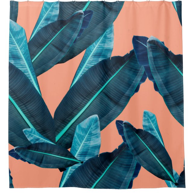 Tropical flowers, botanical seamless background. shower curtain (Front)