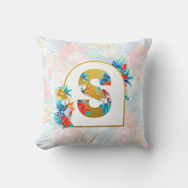 Tropical Flowers Bridal Party Gifts Bridesmaid Mum Cushion (Front)