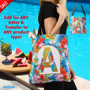 Tropical Flowers Bridal Party Gifts Bridesmaid Mum Tote Bag