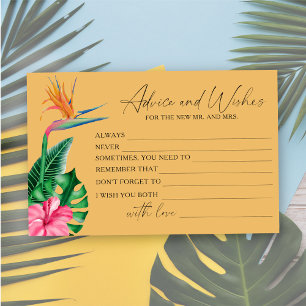 Tropical flowers - Bridal Shower Advice and Wishes Stationery