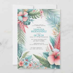 Tropical Flowers Bridal Shower Invitation