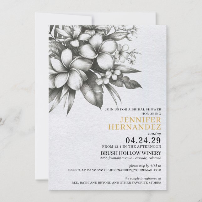 Tropical Flowers Bridal Shower Invitation (Front)