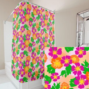 Tropical Flowers Bright and Colorful Shower Curtain