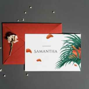 Tropical Flowers Classy Wedding Escort Card