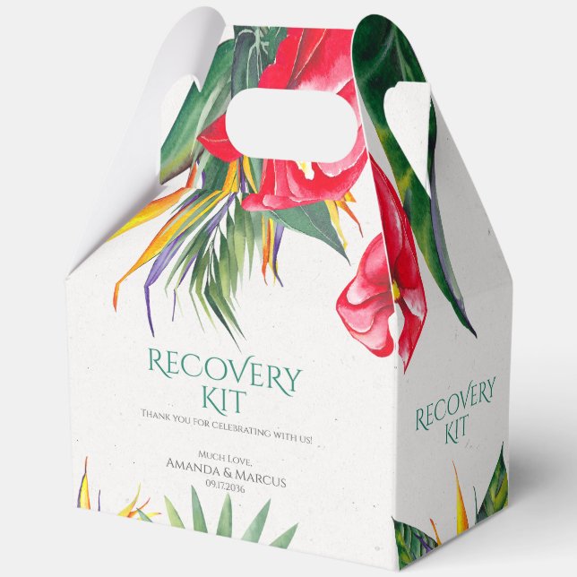 Tropical Flowers Classy Wedding Recovery Kit Favou Favour Box (Front)