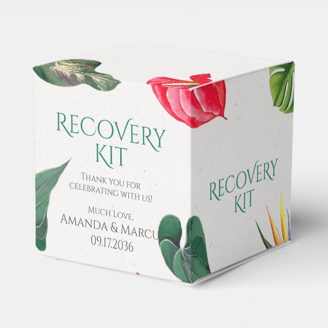 Tropical Flowers Classy Wedding Recovery Kit Favour Box (Back Side)