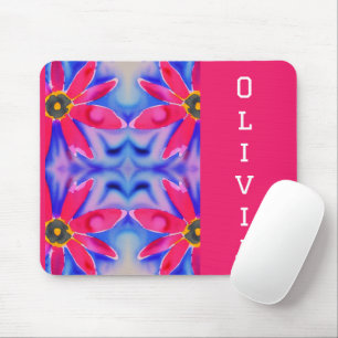 tropical flowers colourful watercolor mouse pad