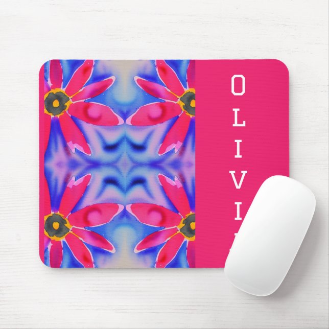 tropical flowers colourful watercolor mouse pad (With Mouse)