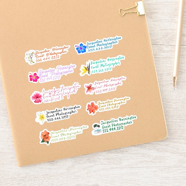 Tropical Flowers Custom-Cut Vinyl Sticker (Notebook)