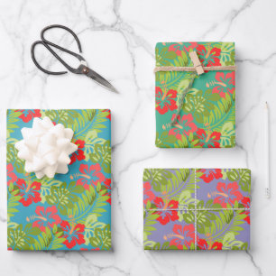 Tropical Flowers Design Wrapping Paper Sheet