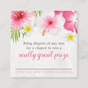 Tropical Flowers Diaper Raffle Baby Shower Enclosure Card