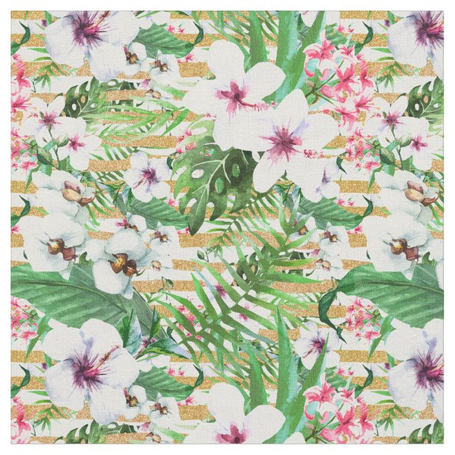 Tropical Flowers Fabric (Close Up)