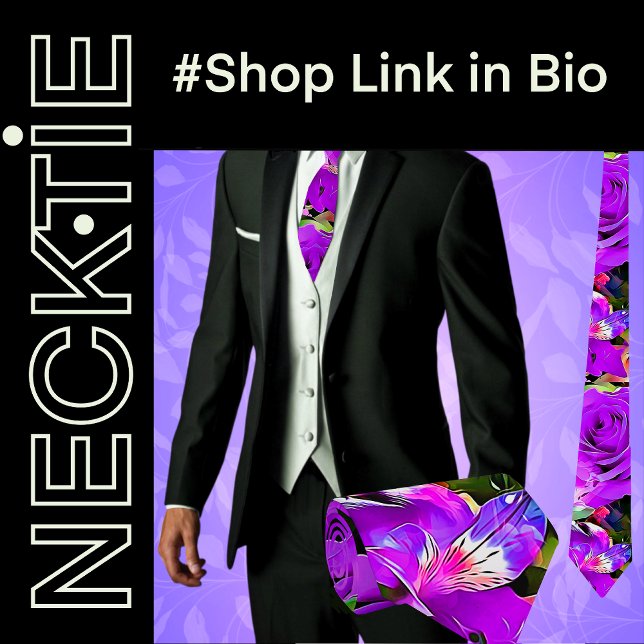 Tropical Flowers Floral Tie (Tropical Abstract Flower Men's Floral Necktie)