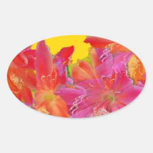 Tropical Flowers Gifts Designed by Sharlesfineart Oval Sticker