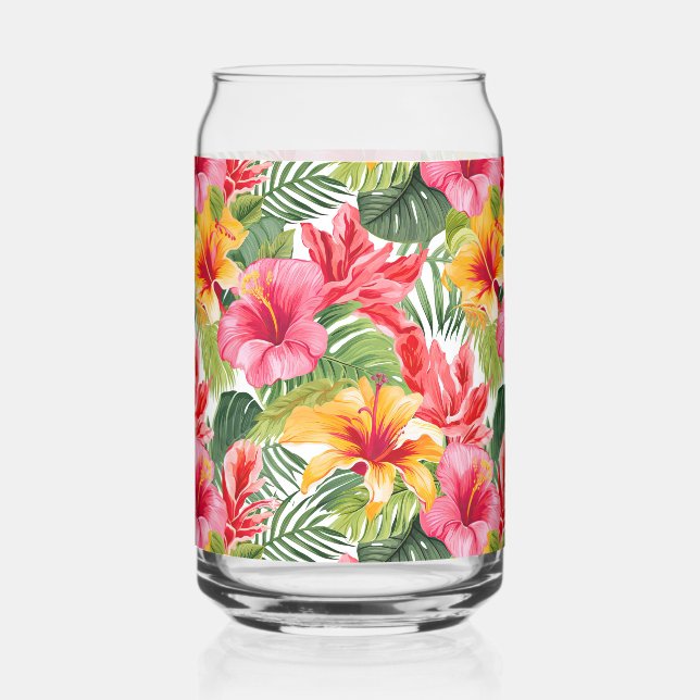 Tropical Flowers Glassware Can Glass (Front)