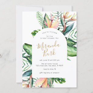 Tropical Flowers Greenery Bridal Shower Invitation