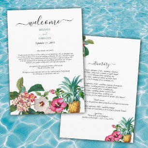 Tropical Flowers & Greenery Wedding Itinerary  Program