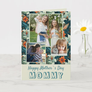 Tropical Flowers Happy Mother`s Day 3 Photo  Card