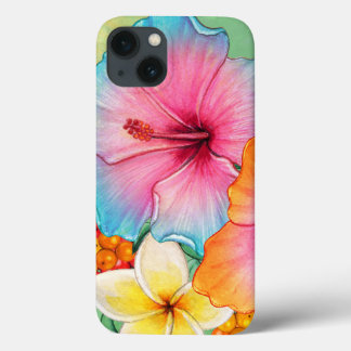 Tropical Flowers Hibiscus Plumeria  iPhone 13 Case