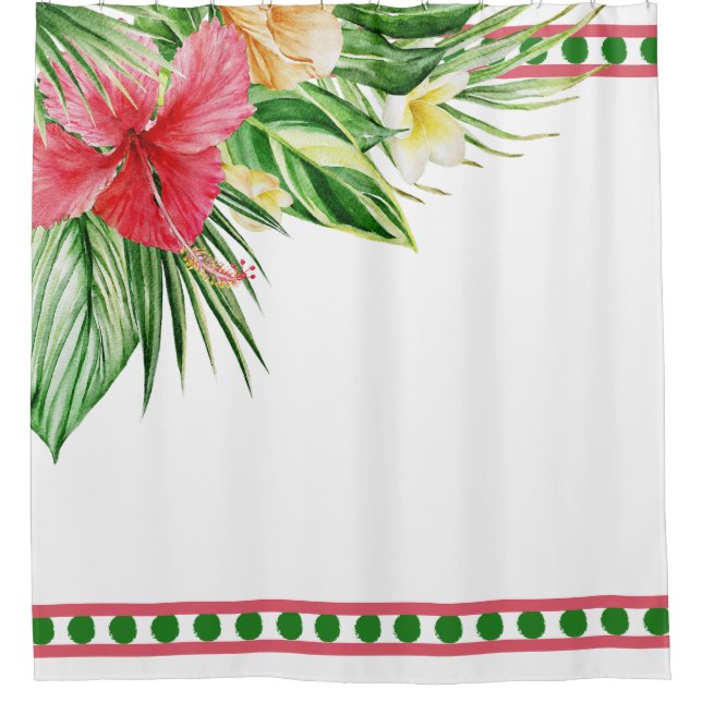 Tropical Flowers Hibiscus Shower Curtain (Front)