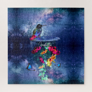  Tropical flowers,hummingbird,butterfly and stars Jigsaw Puzzle