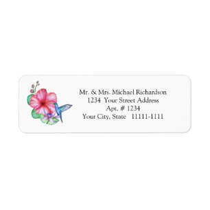 Tropical Flowers Hummingbird Return Address Labels