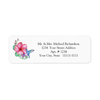 Tropical Flowers Hummingbird Return Address Labels