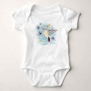 Tropical flowers, hummingbirds. baby bodysuit