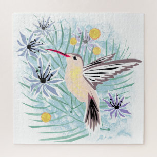 Tropical flowers, hummingbirds. jigsaw puzzle
