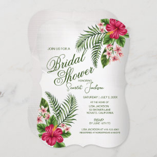 Tropical Flowers & Leaves Bridal Shower Invitation