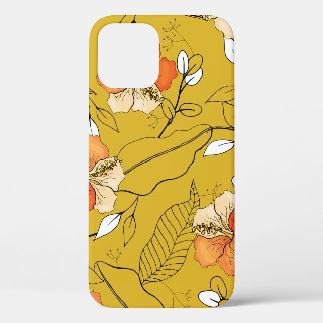 Tropical Flowers Leaves: Exotic Wallpaper. Case-Mate iPhone Case (Back)