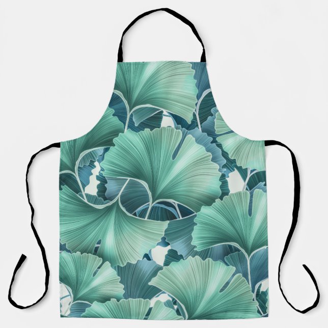 Tropical flowers, leaves, seamless background apron (Front)
