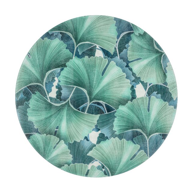 Tropical flowers, leaves, seamless background cutting board (Front)