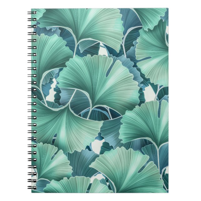 Tropical flowers, leaves, seamless background notebook (Front)