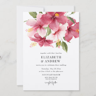 Tropical Flowers & Leaves Summer Flower Wedding Invitation