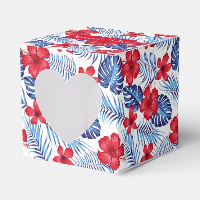 Tropical Flowers Leaves Thank You Favour Box (Front Side)