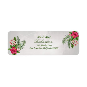 Tropical Flowers & Leaves Wedding Address Labels